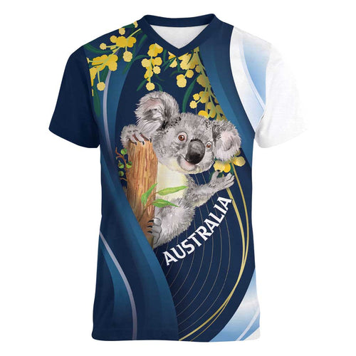 Australia Day Women V-Neck T-Shirt Koala Blue Modern Vibe