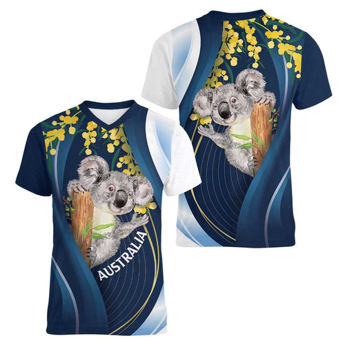 Australia Day Women V-Neck T-Shirt Koala Blue Modern Vibe