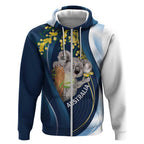 Australia Day Zip Hoodie Koala Blue Modern Vibe