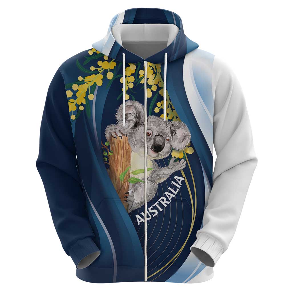 Australia Day Zip Hoodie Koala Blue Modern Vibe