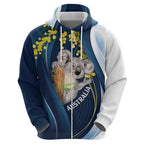 Australia Day Zip Hoodie Koala Blue Modern Vibe