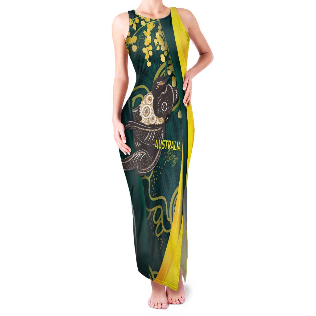 Australia Day Family Matching Tank Maxi Dress and Hawaiian Shirt Koala Aboriginal Art