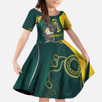 Australia Day Kid Short Sleeve Dress Koala Aboriginal Art
