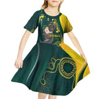 Australia Day Kid Short Sleeve Dress Koala Aboriginal Art
