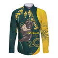 Australia Day Long Sleeve Button Shirt Koala Aboriginal Art
