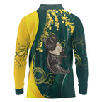 Australia Day Long Sleeve Polo Shirt Koala Aboriginal Art