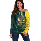 Australia Day Off Shoulder Sweater Koala Aboriginal Art