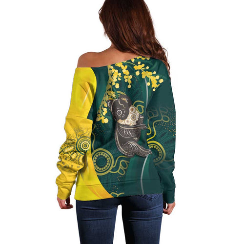 Australia Day Off Shoulder Sweater Koala Aboriginal Art
