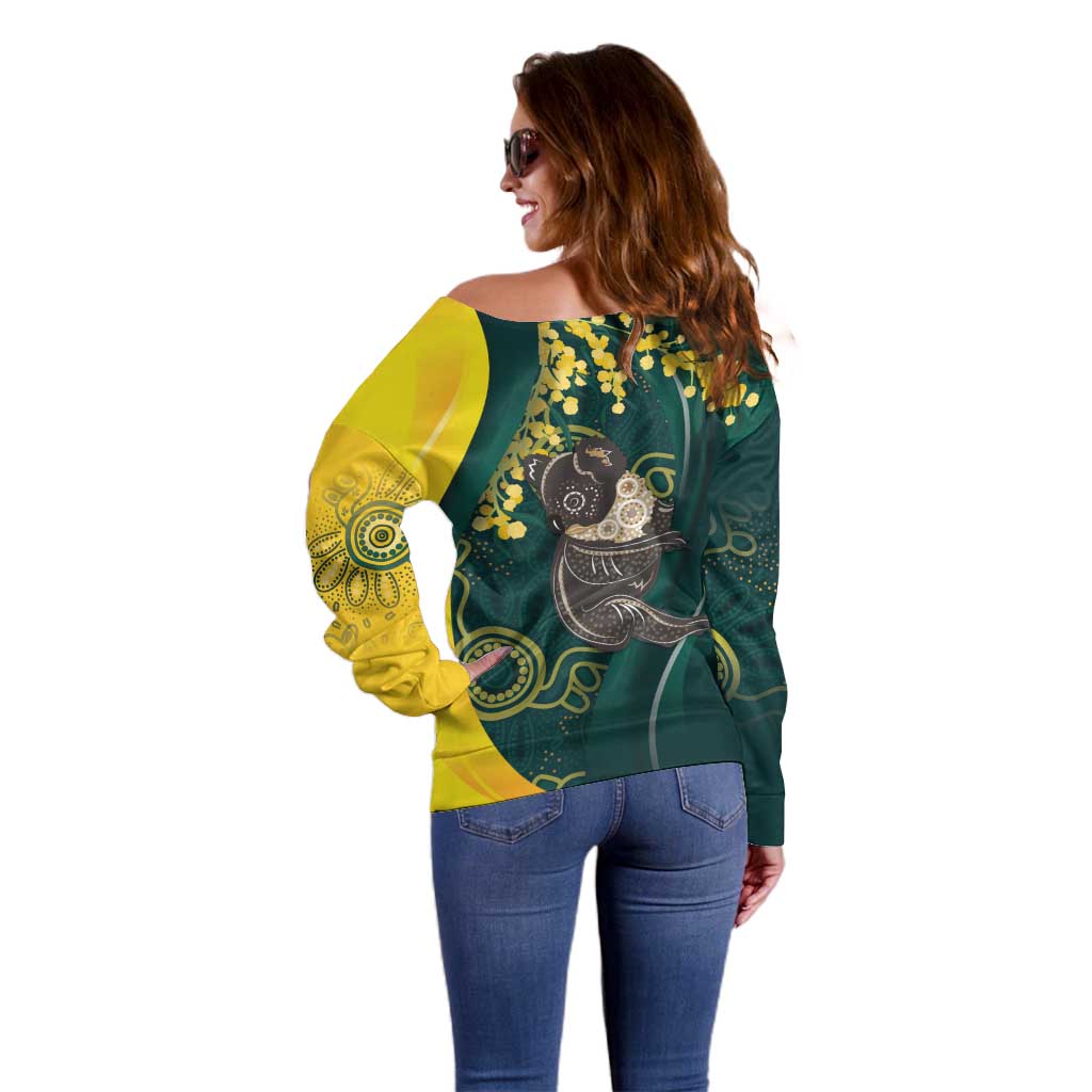 Australia Day Off Shoulder Sweater Koala Aboriginal Art