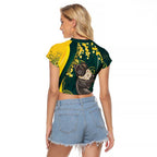 Australia Day Raglan Cropped T Shirt Koala Aboriginal Art