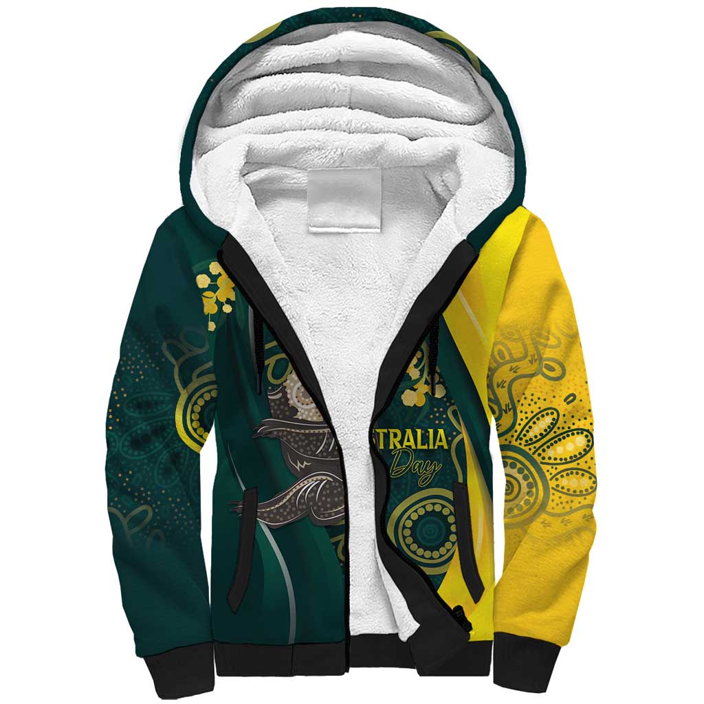 Australia Day Sherpa Hoodie Koala Aboriginal Art