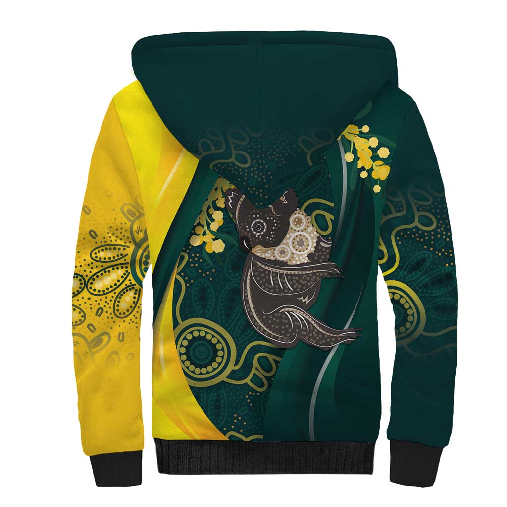 Australia Day Sherpa Hoodie Koala Aboriginal Art