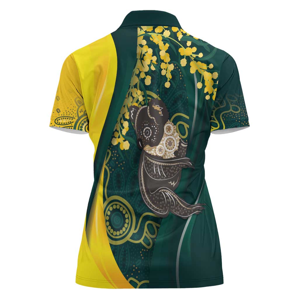 Australia Day Women Polo Shirt Koala Aboriginal Art