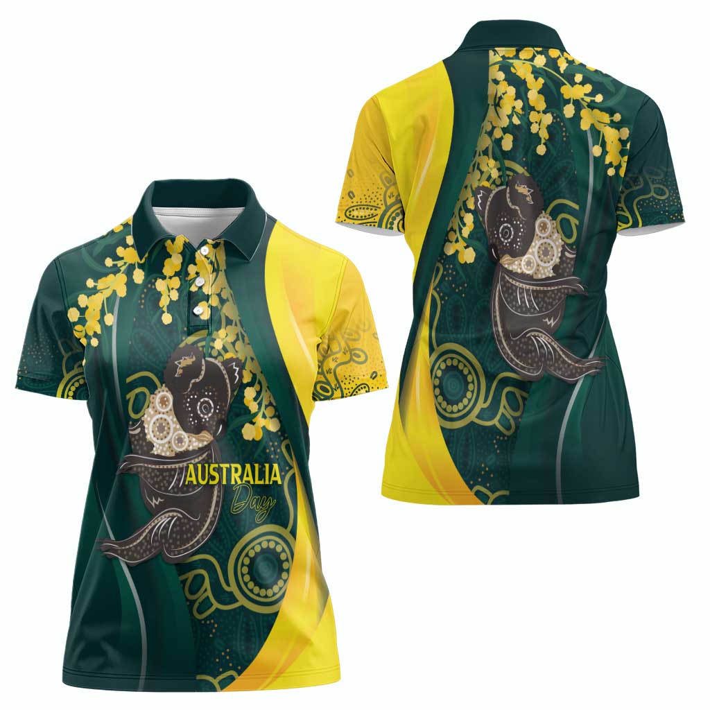 Australia Day Women Polo Shirt Koala Aboriginal Art