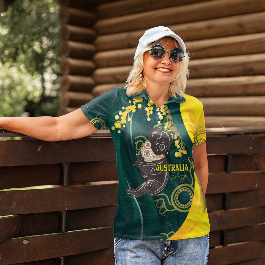 Australia Day Women Polo Shirt Koala Aboriginal Art