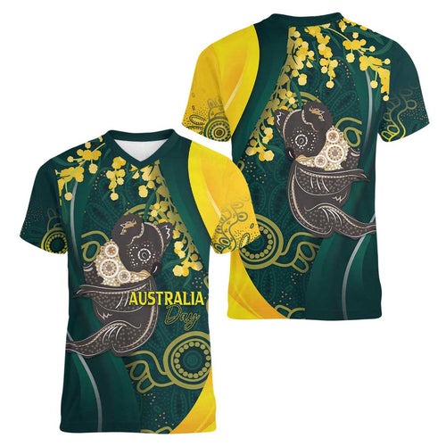 Australia Day Women V-Neck T-Shirt Koala Aboriginal Art