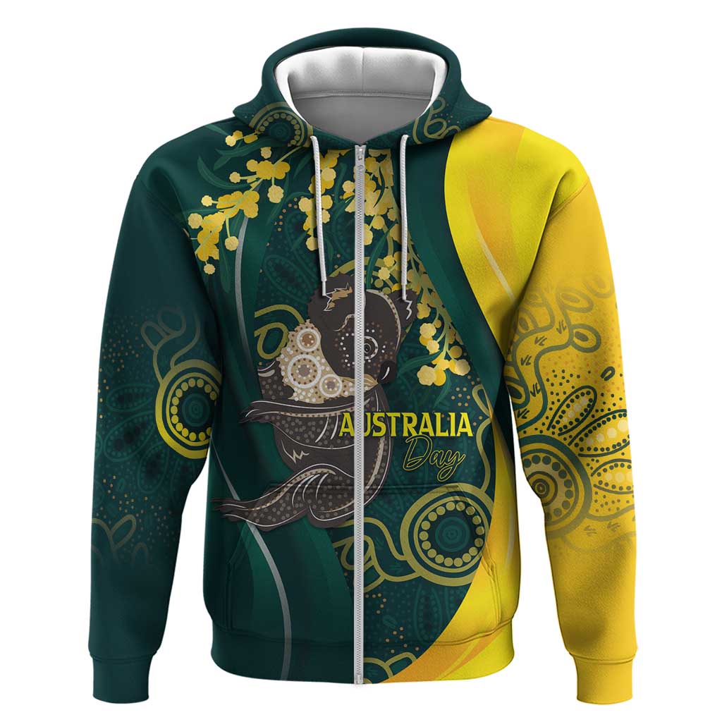 Australia Day Zip Hoodie Koala Aboriginal Art