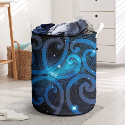 New Zealand Maori Matariki Laundry Basket Galaxy Kowhaiwhai
