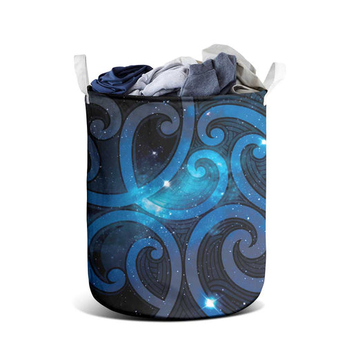 New Zealand Maori Matariki Laundry Basket Galaxy Kowhaiwhai