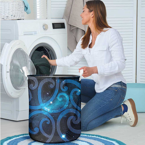 New Zealand Maori Matariki Laundry Basket Galaxy Kowhaiwhai