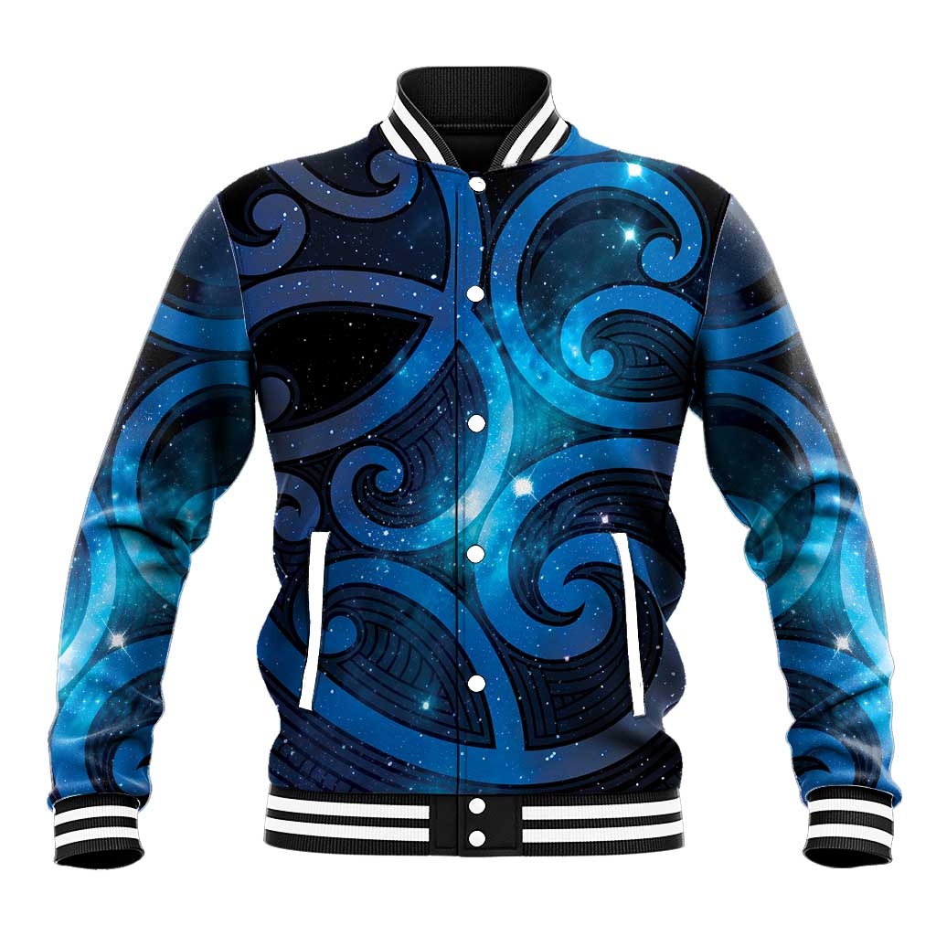 New Zealand Maori Matariki Baseball Jacket Galaxy Kowhaiwhai