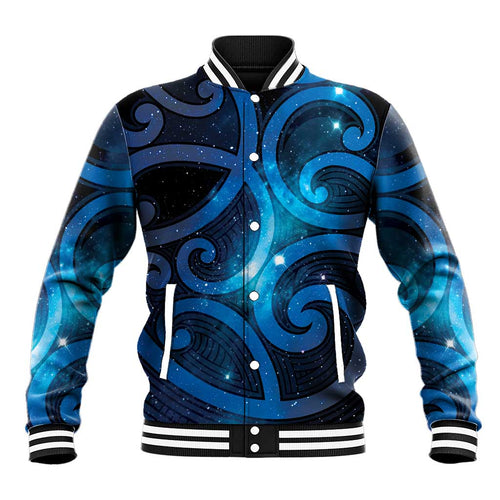 New Zealand Maori Matariki Baseball Jacket Galaxy Kowhaiwhai
