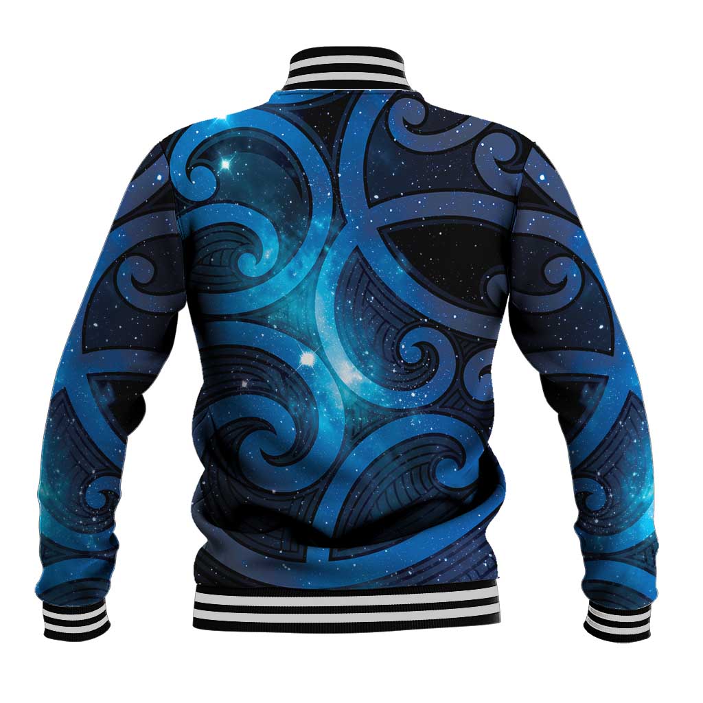 New Zealand Maori Matariki Baseball Jacket Galaxy Kowhaiwhai
