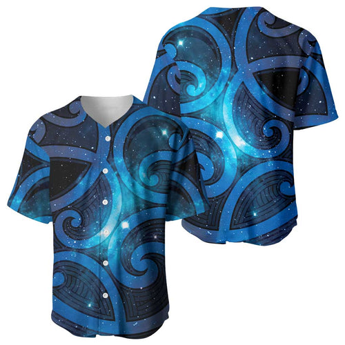 New Zealand Maori Matariki Baseball Jersey Galaxy Kowhaiwhai