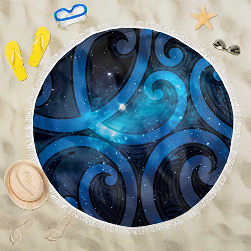 New Zealand Maori Matariki Beach Blanket Galaxy Kowhaiwhai