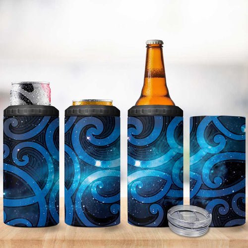 New Zealand Maori Matariki 4 in 1 Can Cooler Tumbler Galaxy Kowhaiwhai