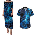 New Zealand Maori Matariki Couples Matching Puletasi and Hawaiian Shirt Galaxy Kowhaiwhai