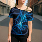 New Zealand Maori Matariki Cross Shoulder Shirt Galaxy Kowhaiwhai