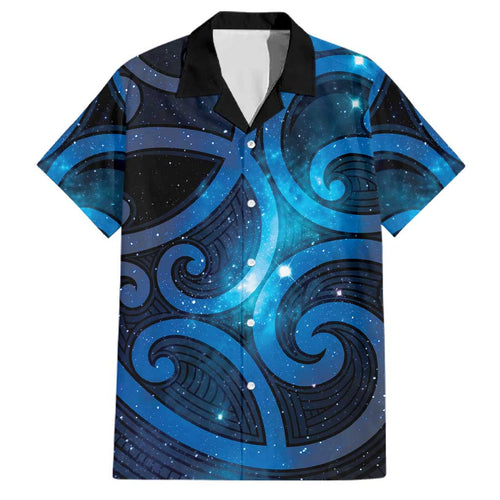 New Zealand Maori Matariki Family Matching Off Shoulder Short Dress and Hawaiian Shirt Galaxy Kowhaiwhai