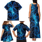 New Zealand Maori Matariki Family Matching Tank Maxi Dress and Hawaiian Shirt Galaxy Kowhaiwhai