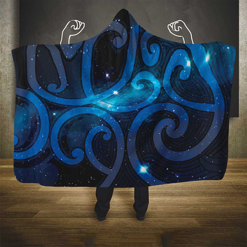 New Zealand Maori Matariki Hooded Blanket Galaxy Kowhaiwhai