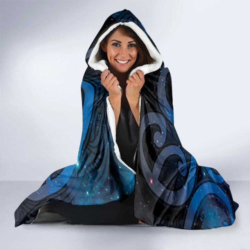 New Zealand Maori Matariki Hooded Blanket Galaxy Kowhaiwhai