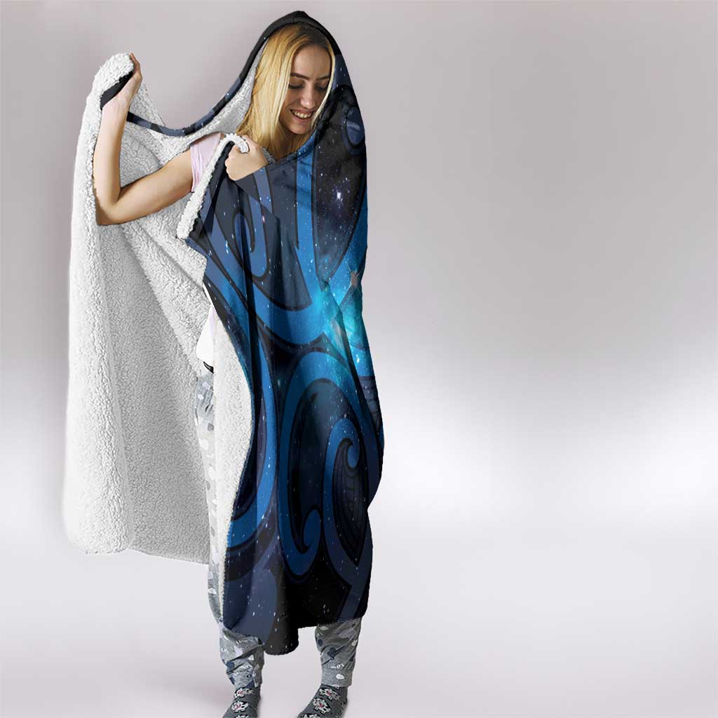 New Zealand Maori Matariki Hooded Blanket Galaxy Kowhaiwhai