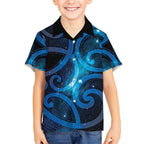 New Zealand Maori Matariki Kid Hawaiian Shirt Galaxy Kowhaiwhai