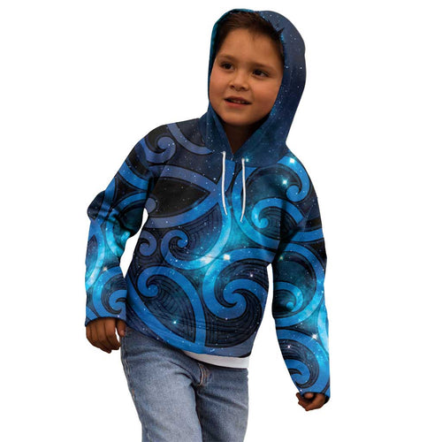 New Zealand Maori Matariki Kid Hoodie Galaxy Kowhaiwhai