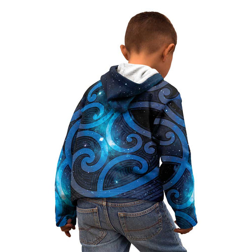 New Zealand Maori Matariki Kid Hoodie Galaxy Kowhaiwhai