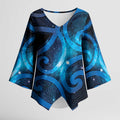 New Zealand Maori Matariki Kimono Sleeve Blouse Galaxy Kowhaiwhai