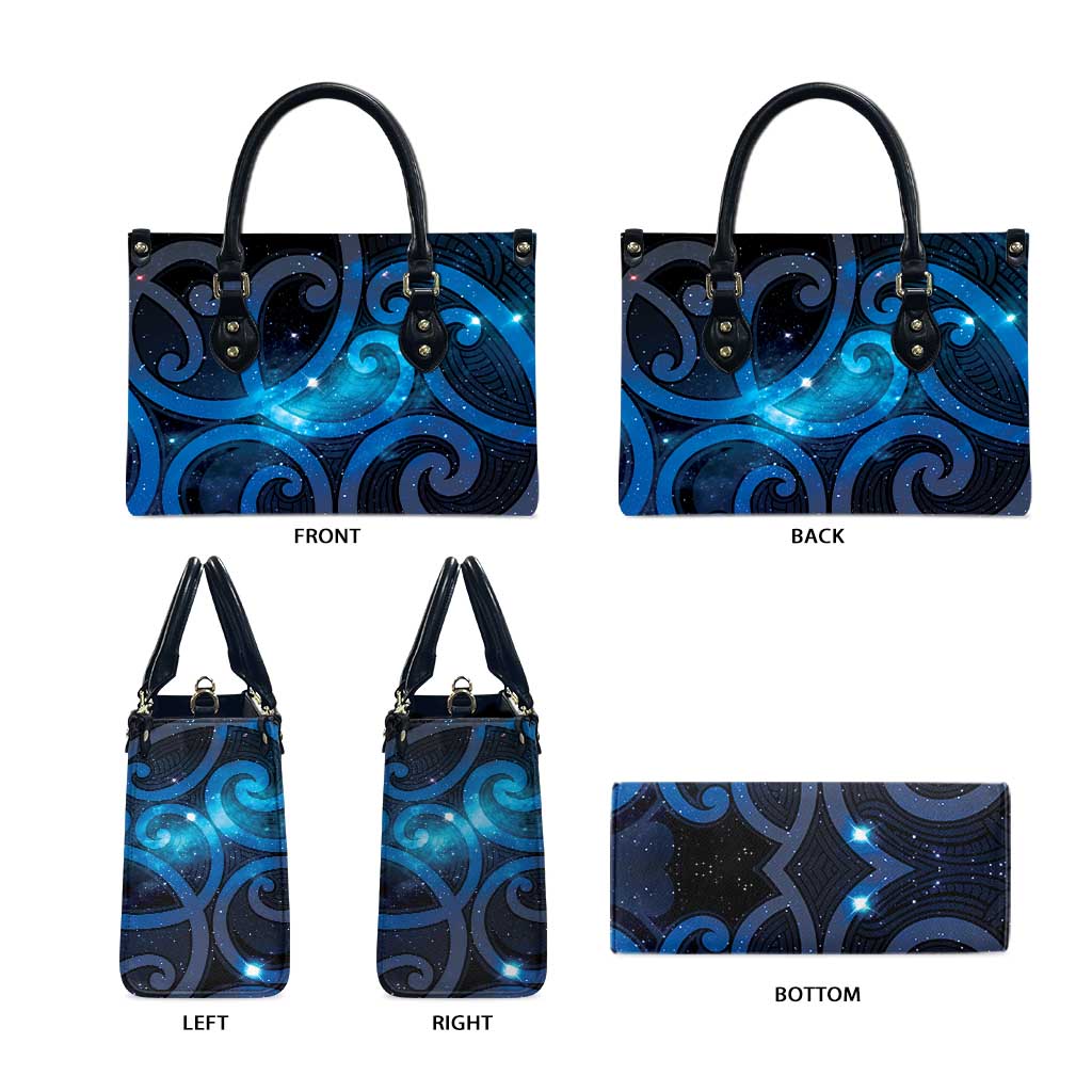 New Zealand Maori Matariki Leather Bag Galaxy Kowhaiwhai