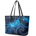 New Zealand Maori Matariki Leather Tote Bag Galaxy Kowhaiwhai