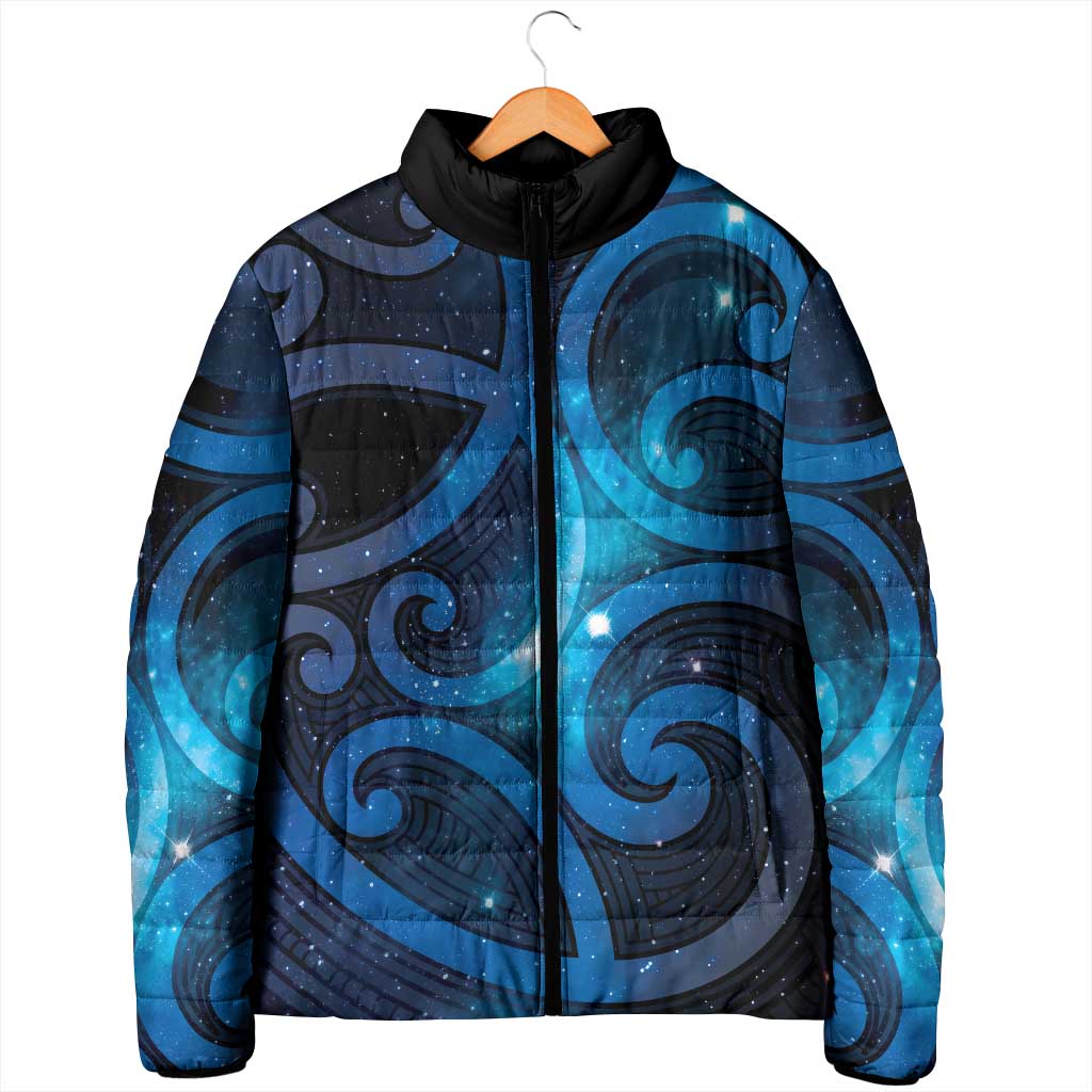 New Zealand Maori Matariki Padded Jacket Galaxy Kowhaiwhai
