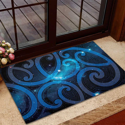 New Zealand Maori Matariki Rubber Doormat Galaxy Kowhaiwhai