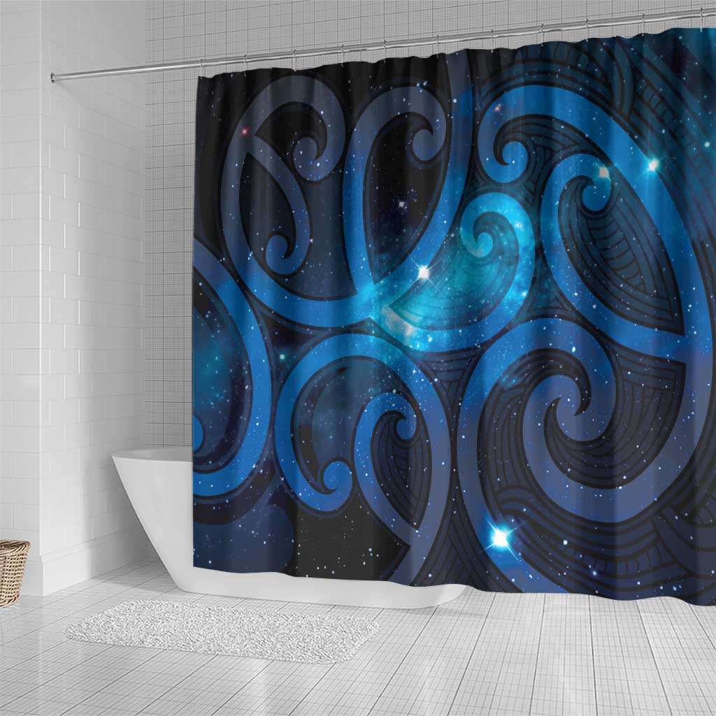 New Zealand Maori Matariki Shower Curtain Galaxy Kowhaiwhai