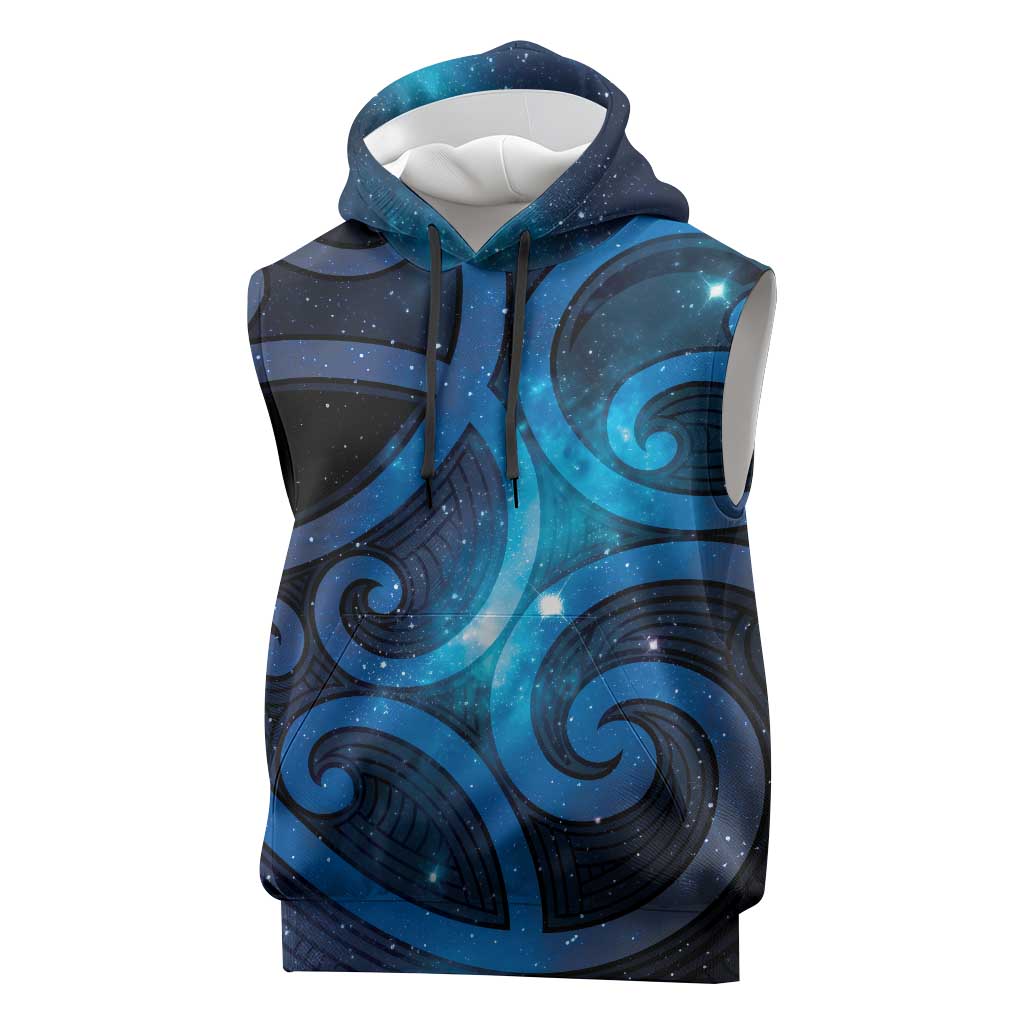 New Zealand Maori Matariki Sleeveless Hoodie Galaxy Kowhaiwhai