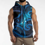 New Zealand Maori Matariki Sleeveless Zip Hoodie Galaxy Kowhaiwhai