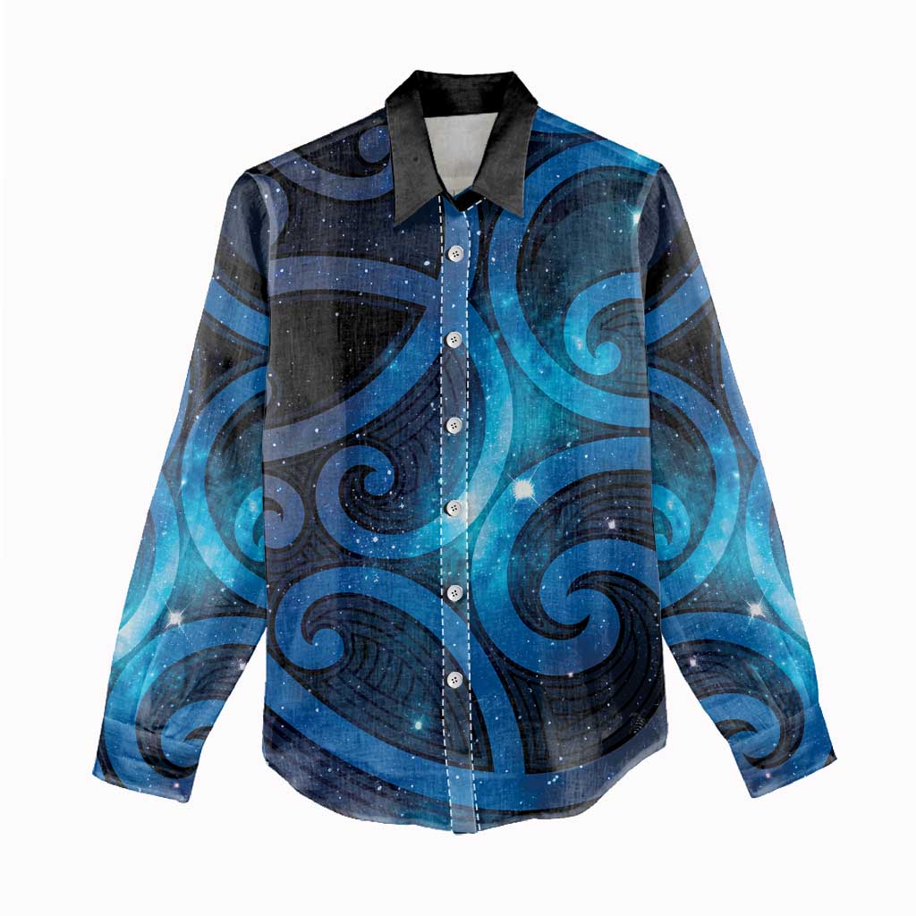 New Zealand Maori Matariki Women Casual Shirt Galaxy Kowhaiwhai