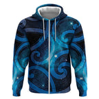 New Zealand Maori Matariki Zip Hoodie Galaxy Kowhaiwhai